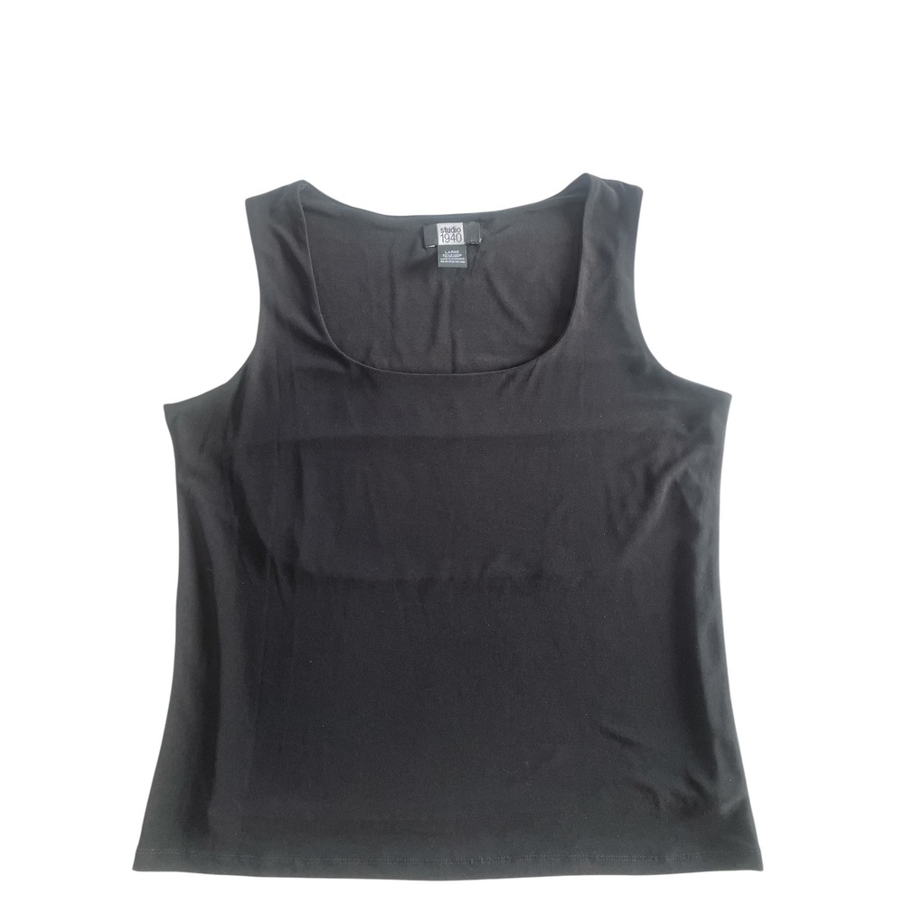 Studio 1940 Black Tank Top Sleeveless Basic Stretch Casual Everyday Size 1X
